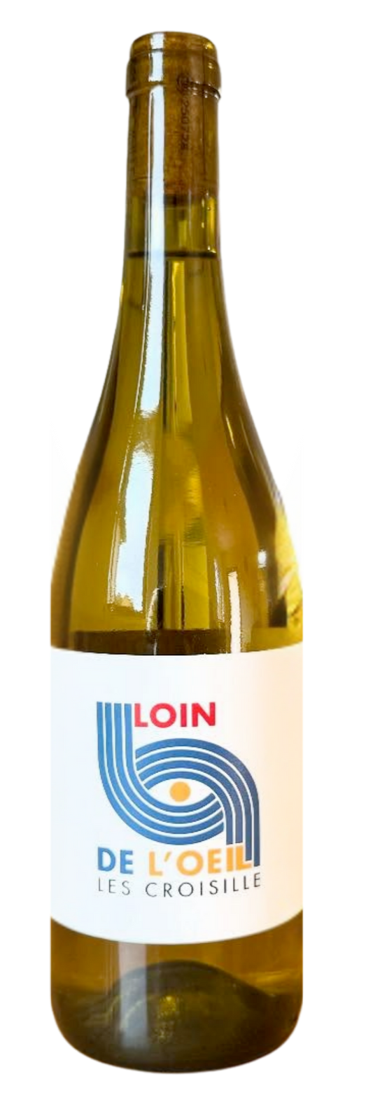 Wine bottle with a label on a white background