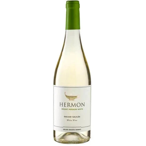 Hermon white wine bottle on a white background