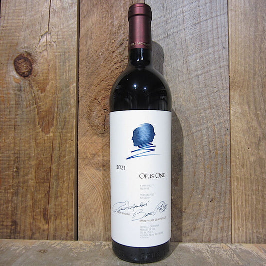 Bottle of Opus One wine from 2021 vintage